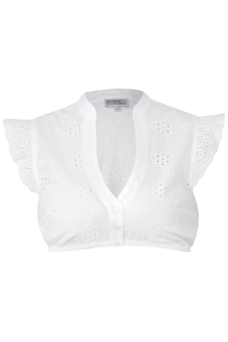 Dirndlbluse mit Flügelarm und Lochmuster