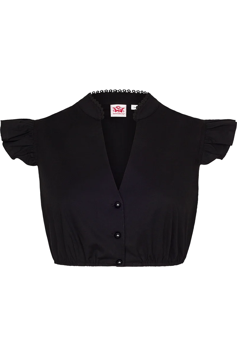 Dirndlbluse mit Flügelarm - schwarz