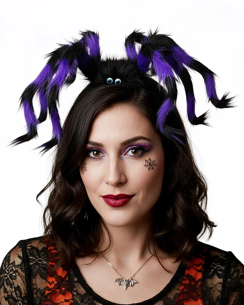 Haarreifen mit Schwarz-Violetter Spinne