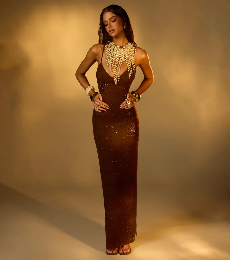 Anika Sequin Applique Formal Dress