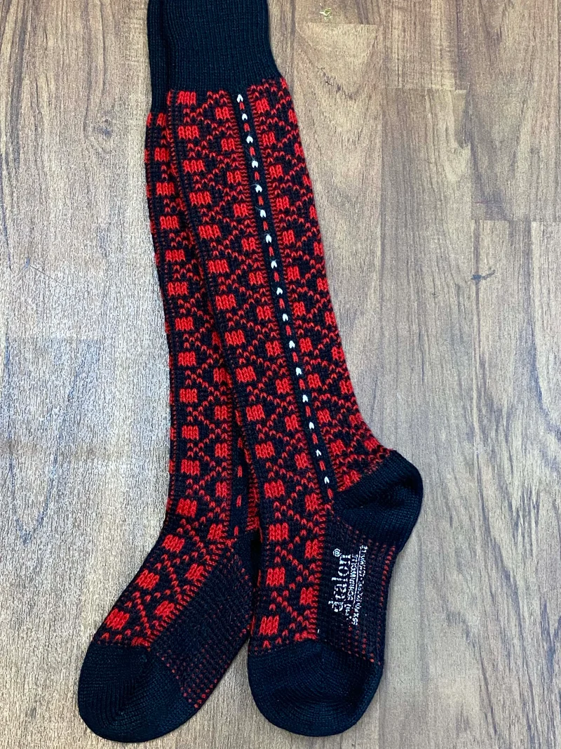 Kniestrümpfe - Vintage - schwarz rot