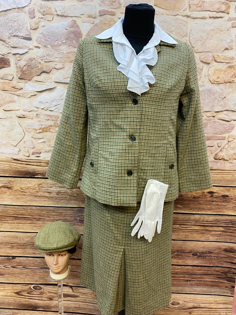 Vintage Damen Tweed-Kostüm im Stil der 20er Jahre, Größe 44