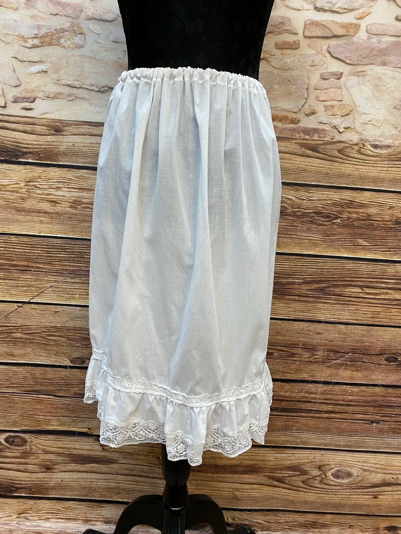 Vintage Unterrock weiß Baumwolle Spitze Midi Gr. 40