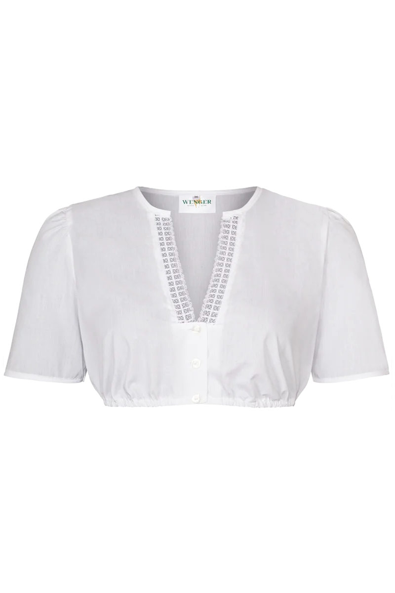 Dirndlbluse mit halblangen Ärmeln und V-Ausschnitt