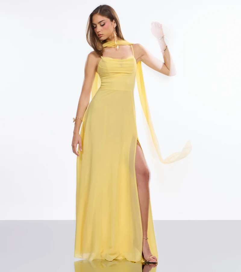 Cassidy Scarf Neck Chiffon Formal Dress
