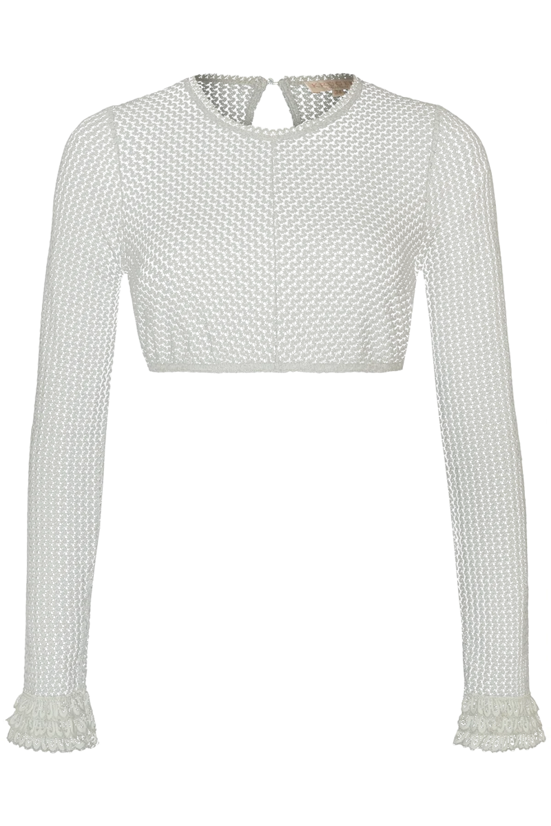 Hochgeschlossene Damen-Dirndlbluse mit langen Ärmeln