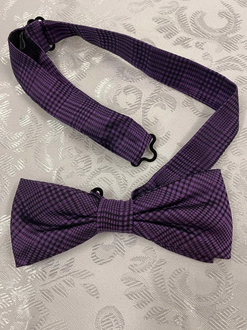 Vintage Fliege in Violett mit Karomuster