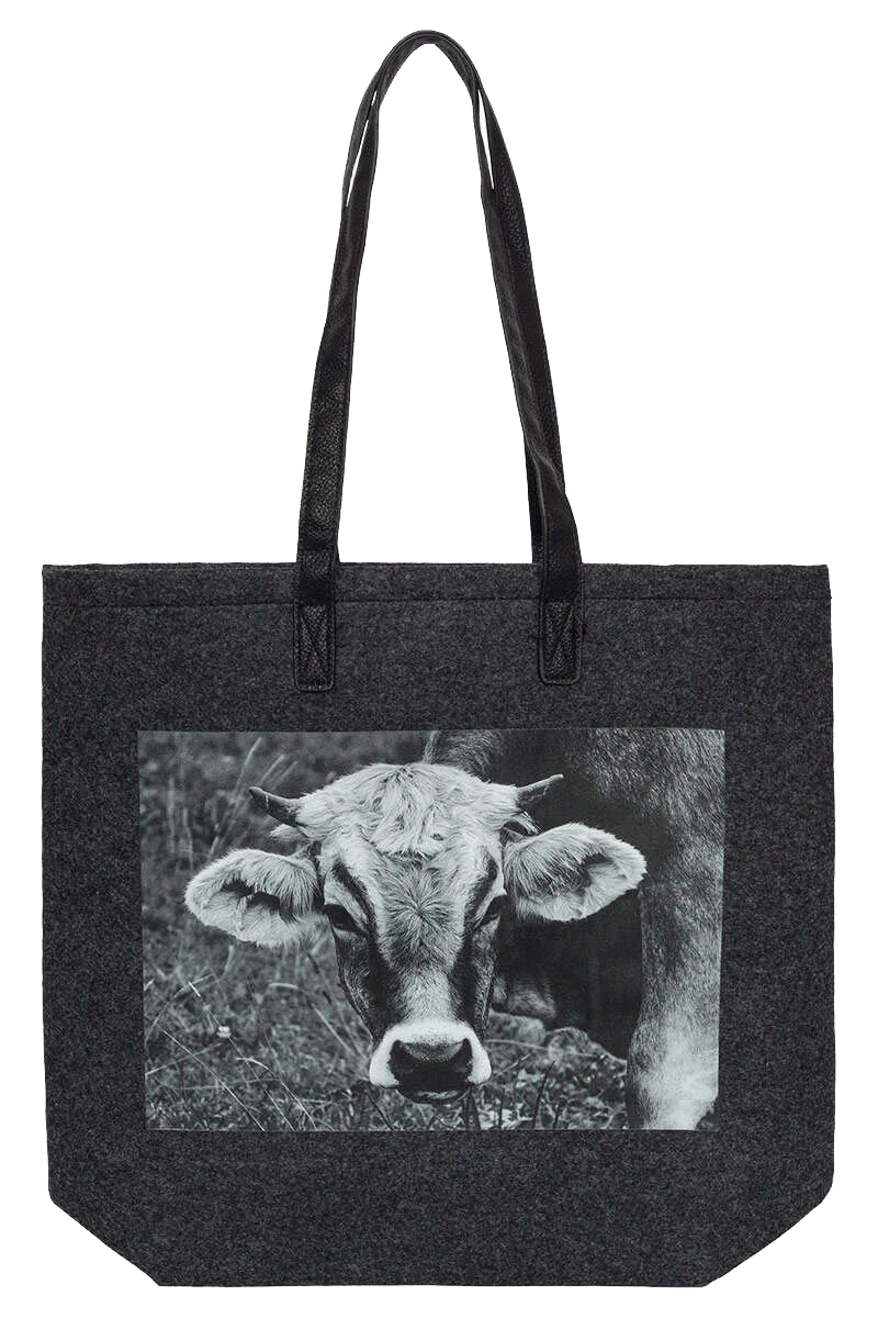 Shopper Tasche mit Vintage Kuh Motiv