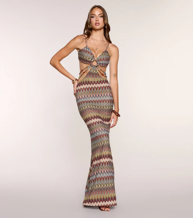 Talia Chevron Cutout Mermaid Dress