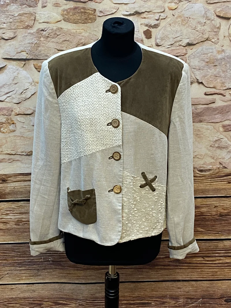 Vintage Trachtenjacke Damen Gr. 40 Meico Landhausstil Beige Braun