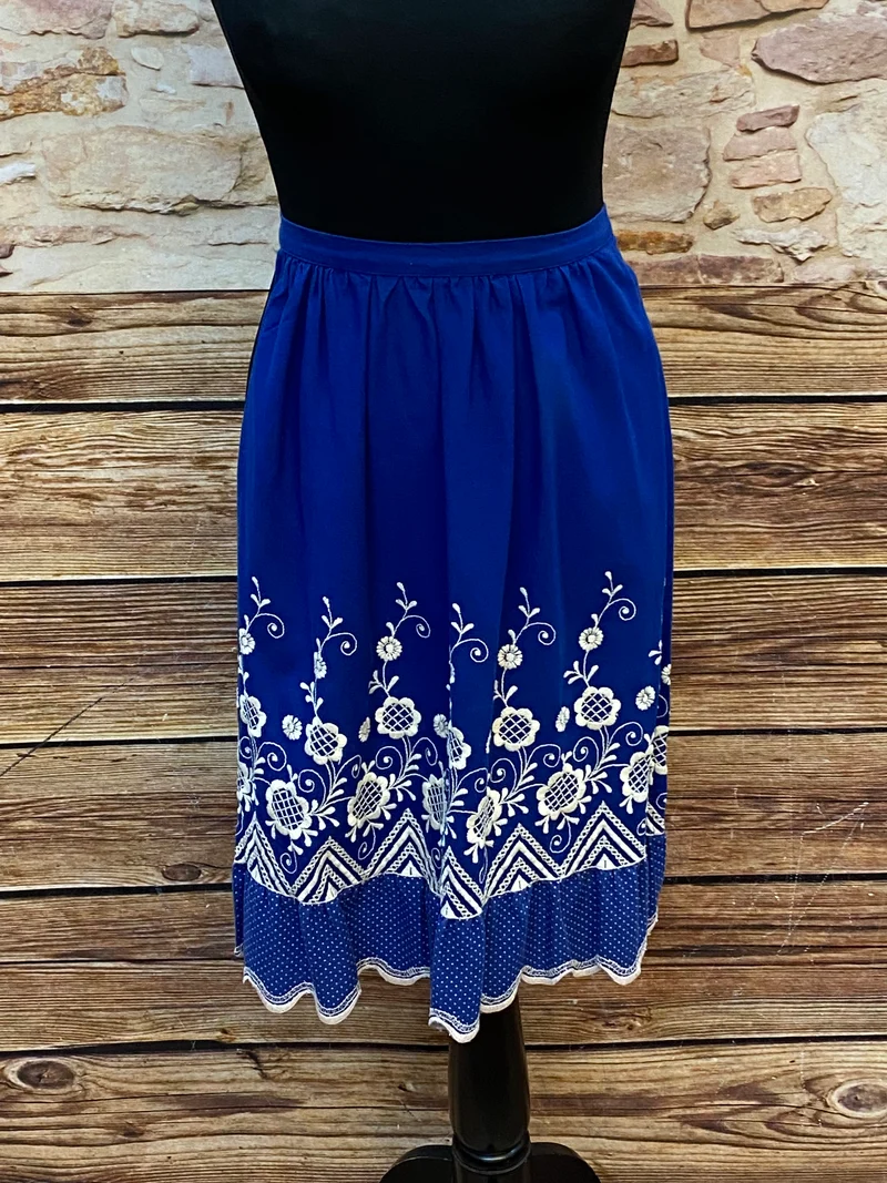 Dirndlschürze blau weiß - mittelang