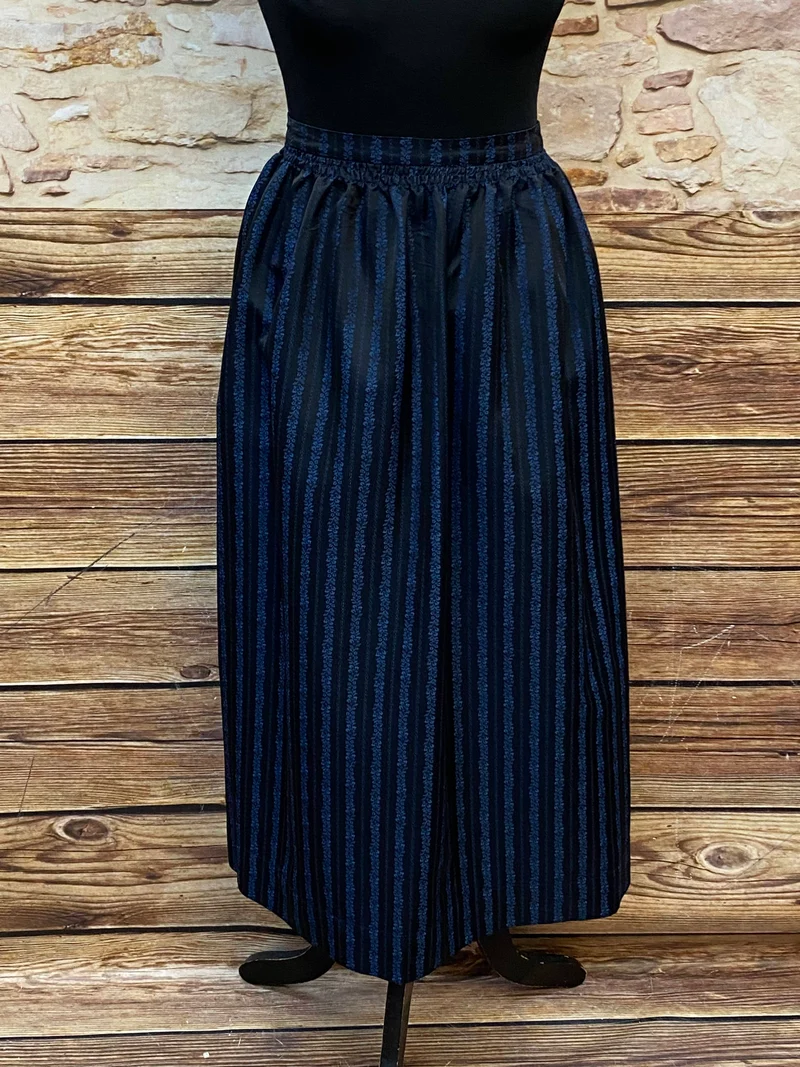 Vintage Dirndlschürze blau schwarz - lang