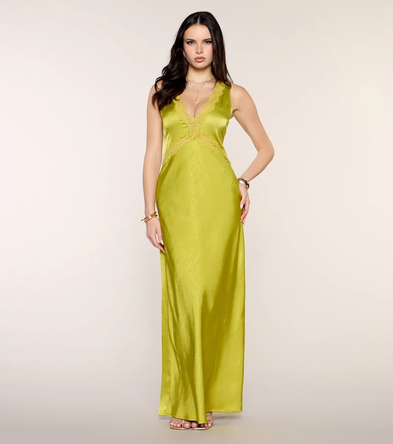 Best Guest Satin Lace Maxi Dress
