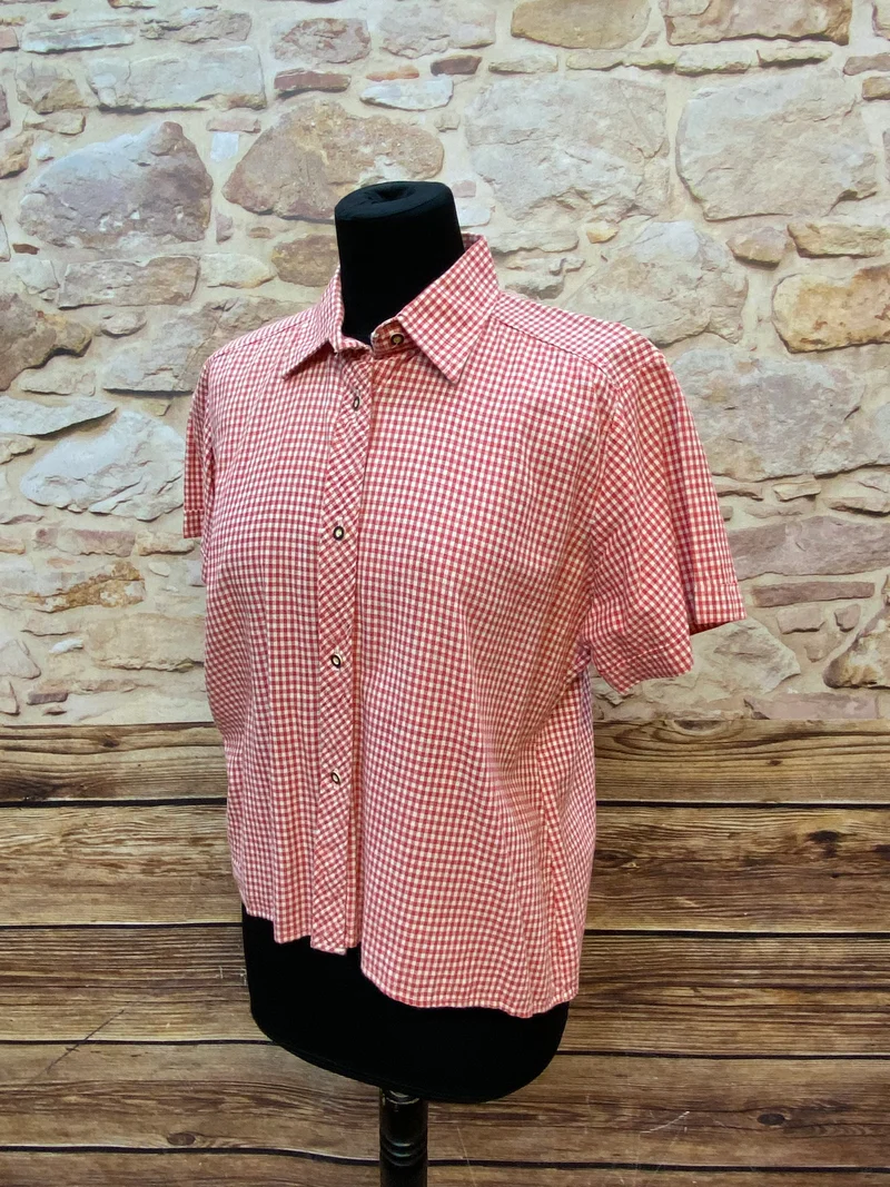 Vintage Trachtenbluse Hammerschmid rot weiß kariert Gr. 42
