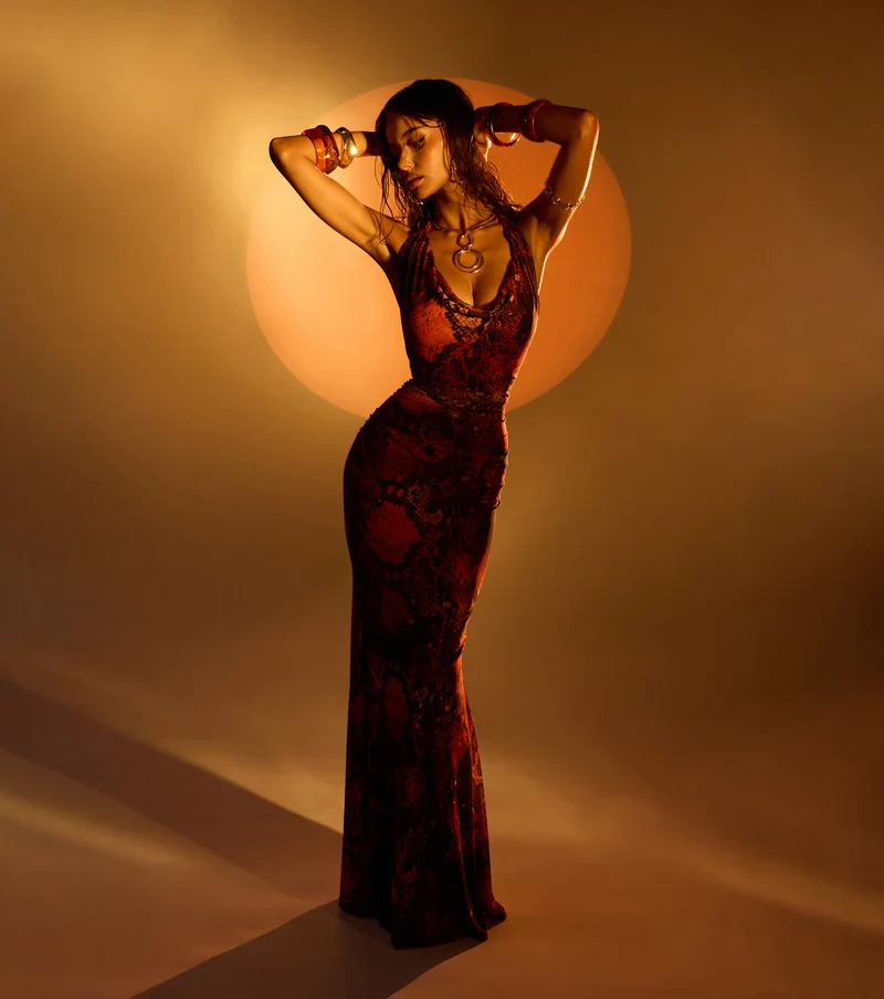 Ginger Beaded Open Back Formal Dress