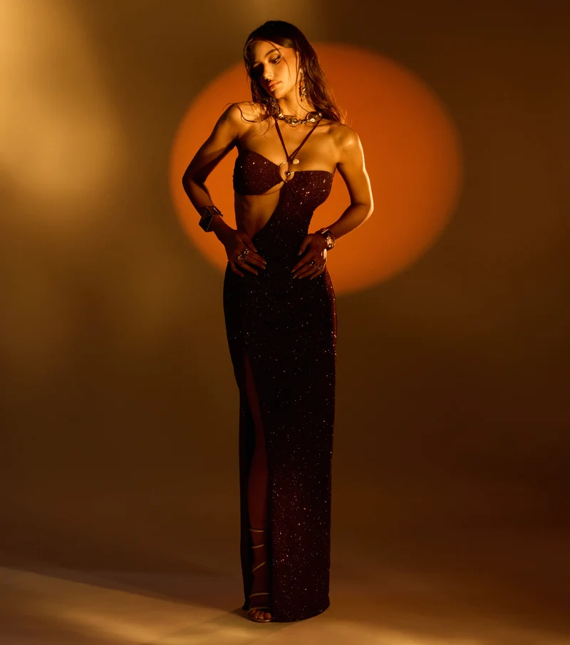 Georgina Glitter Cutout Formal Dress