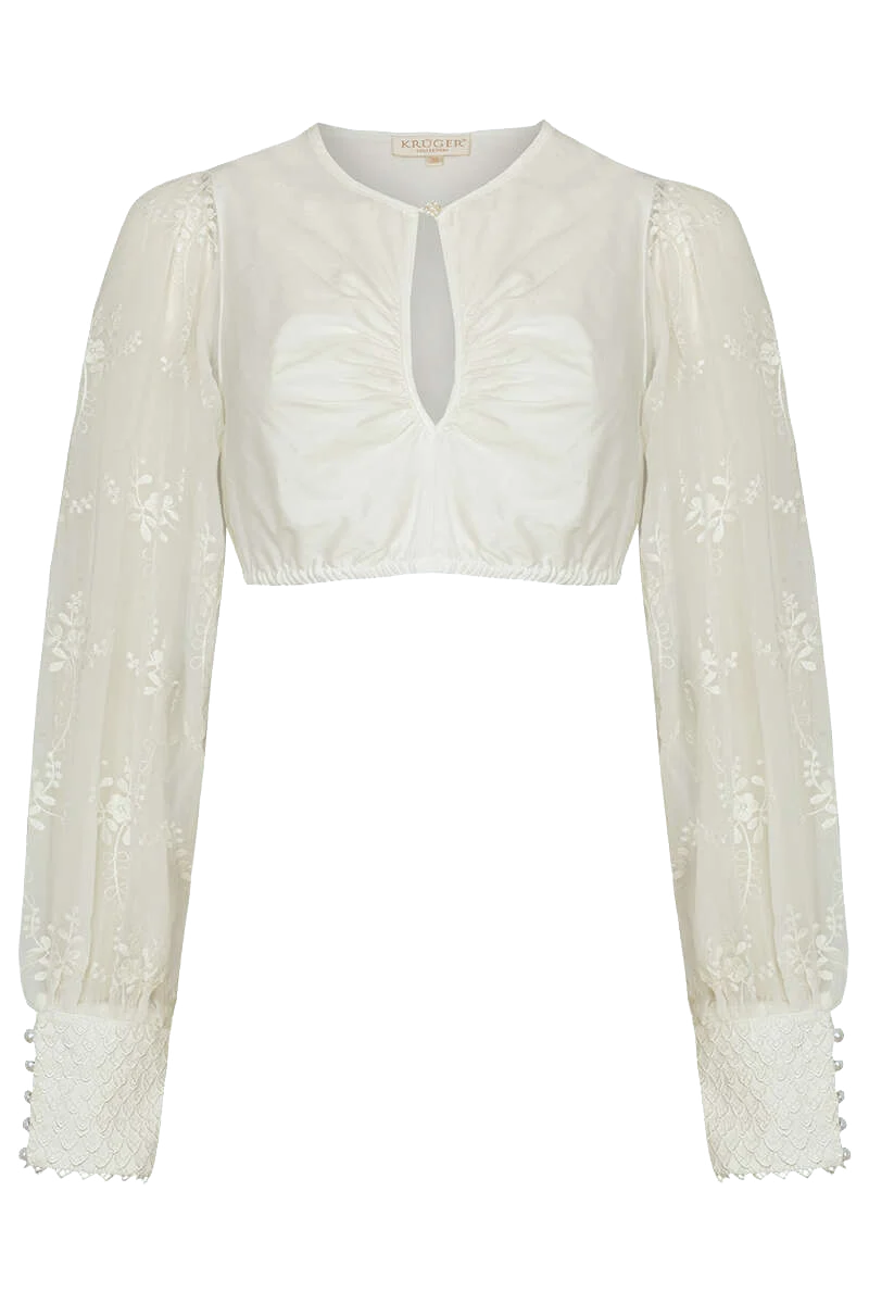 Dirndlbluse mit langen Puffärmeln ecru