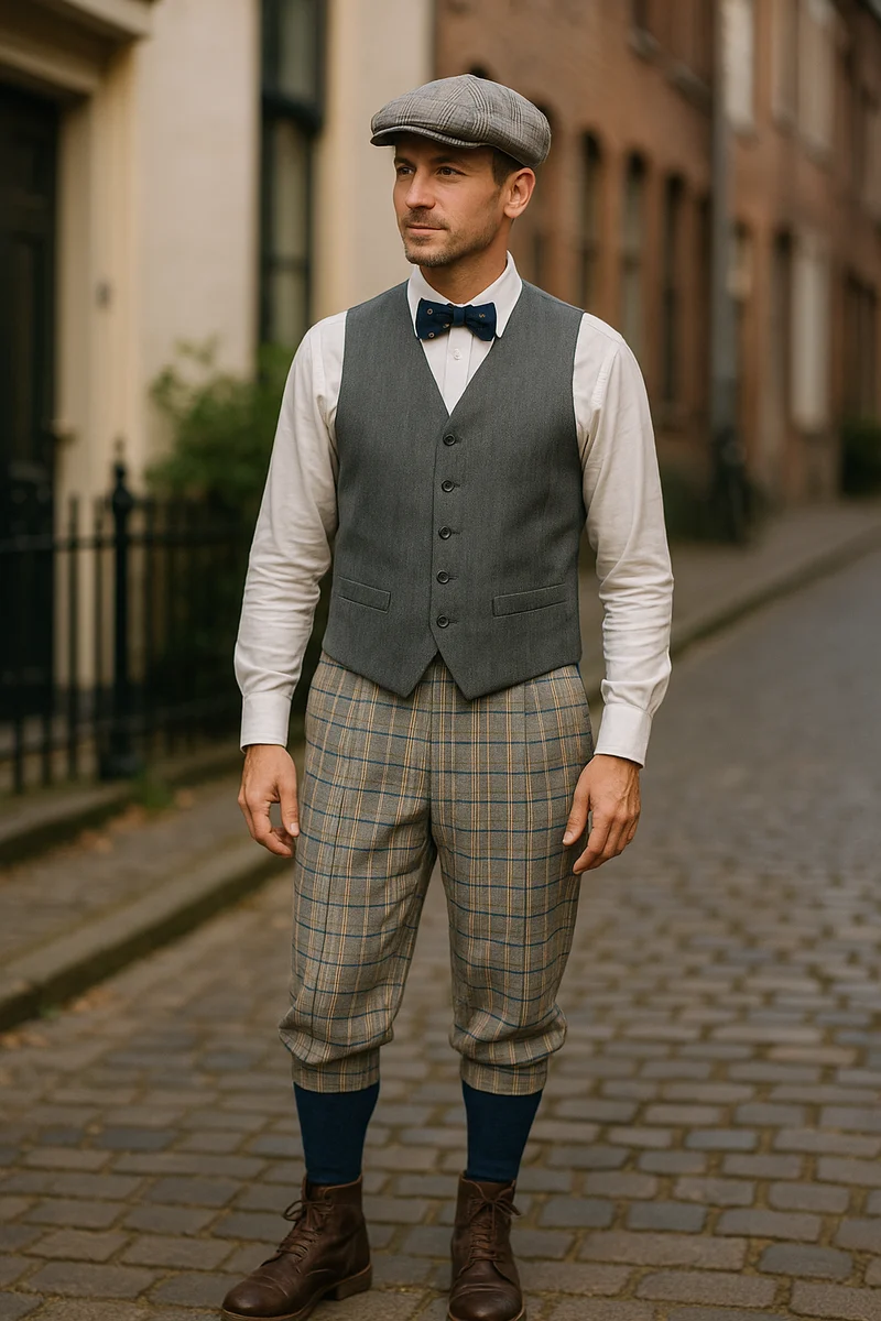 20er Jahre Knickerbocker Outfit Gr. 48 mit Karo-Hose