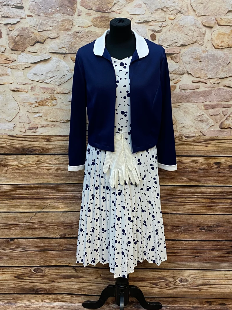 Vintage-Kleid mit Jäckchen und Handschuhe, Unikat, Vintage Gr.46