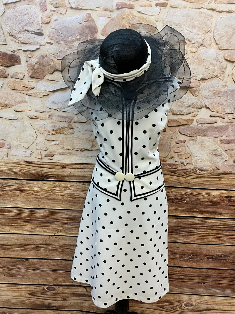 Vintage Damen-Kostüm im 50er Jahre Stil, 5teilig mit Polka Dot´s Gr.48