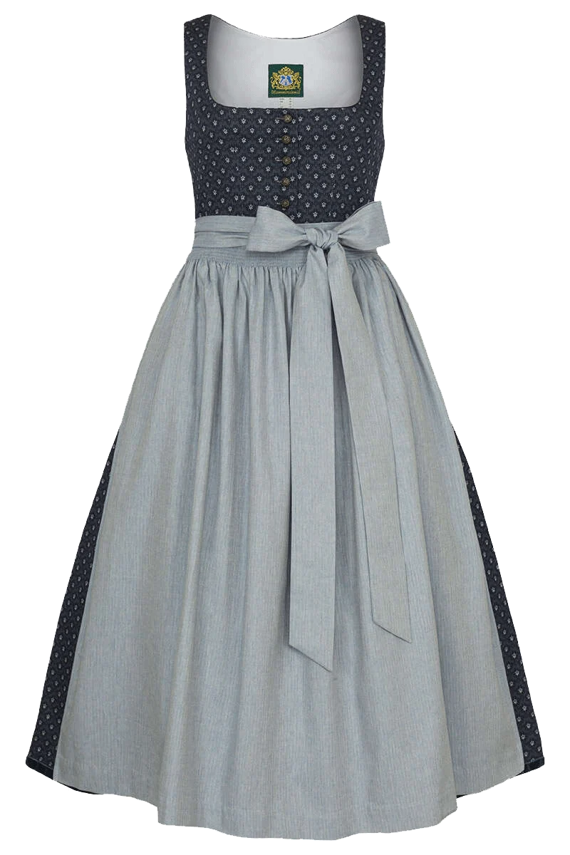 Baumwolldirndl lang blau gemustert