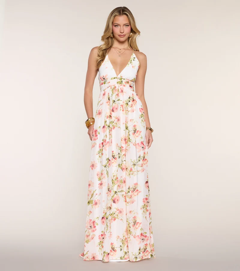 May Floral Chiffon A-Line Formal Dress