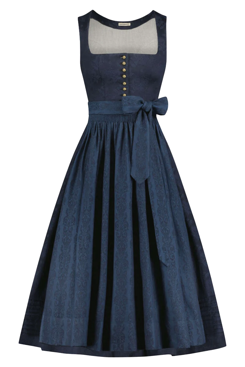 Stretchdirndl mit Faltenrock und Biesen am Saum