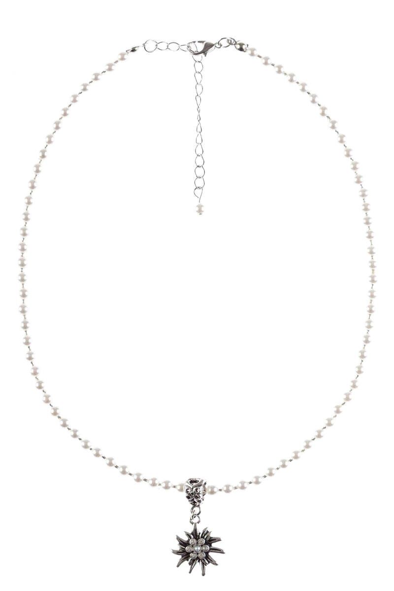 Damen Perlenkette mit Edelweiß-Anhänger