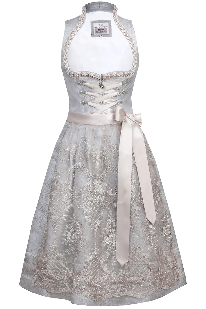 Midi-Dirndl mit Spitzenschürze