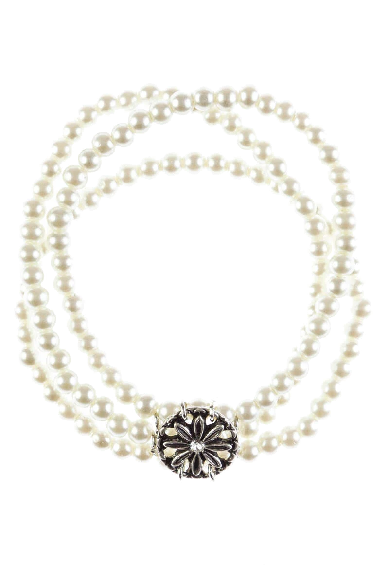 Damen Armband mit Perlen mit Blütenanhänger