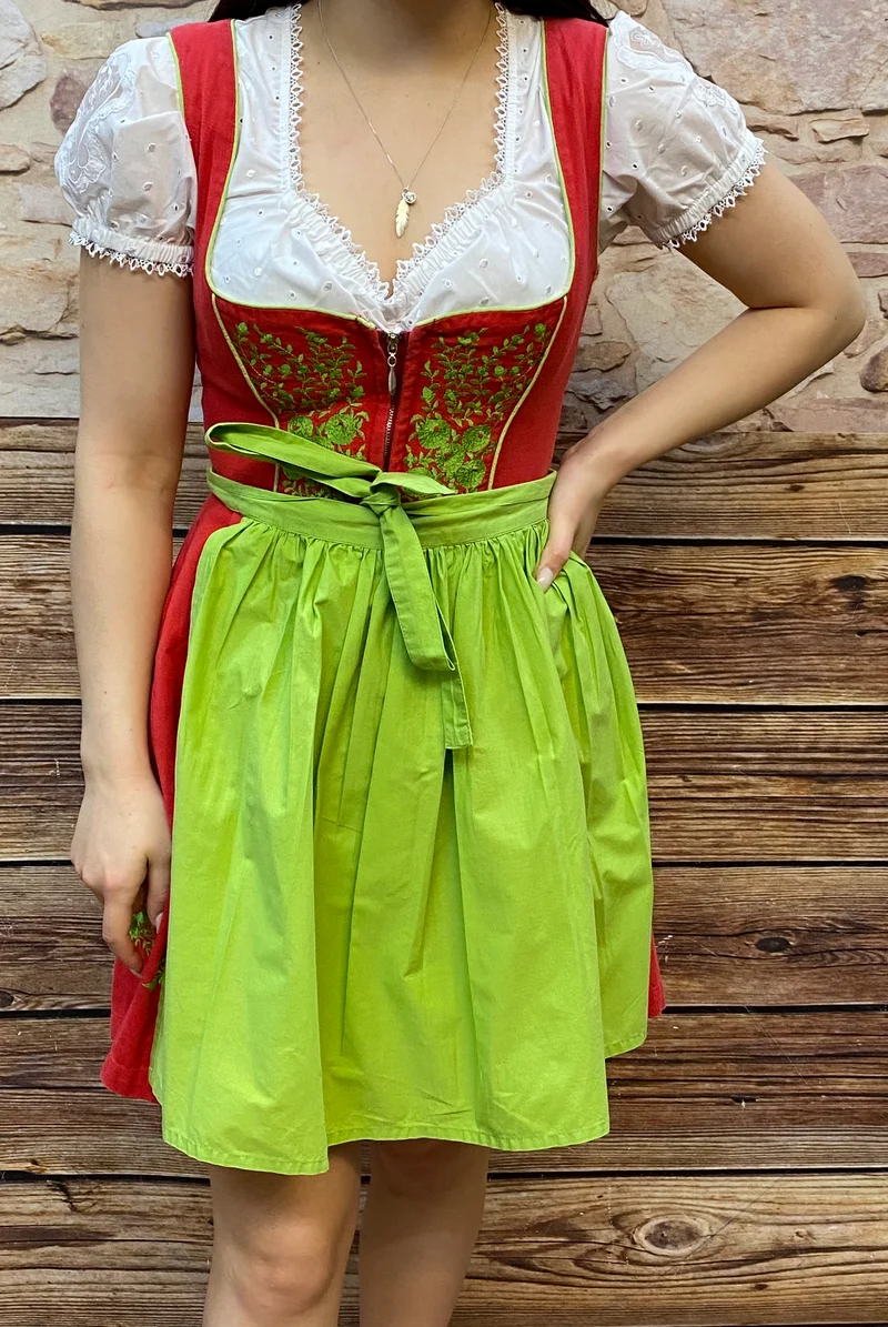 Vintage Dirnd rot grün - Gr.34