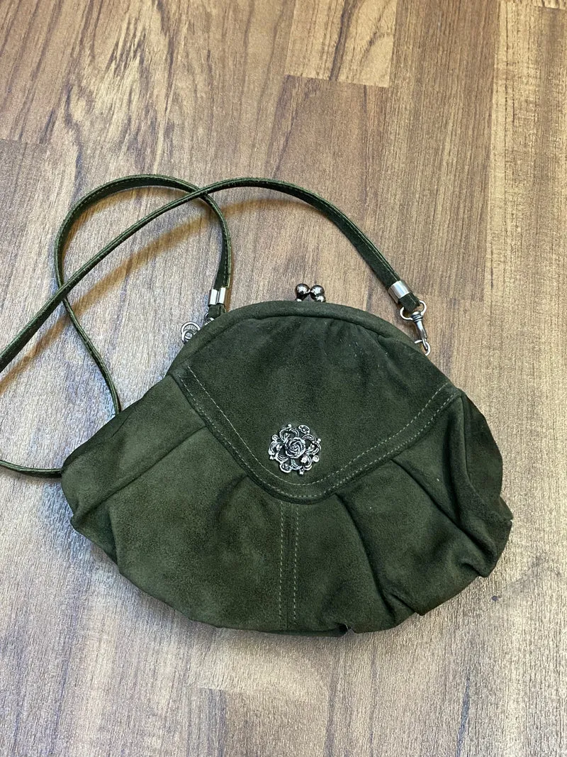 Dunkelgrüne Trachten Handtasche Vintage Damen