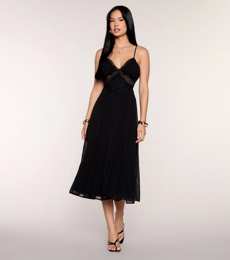 Written In Lace Chiffon Midi Dress