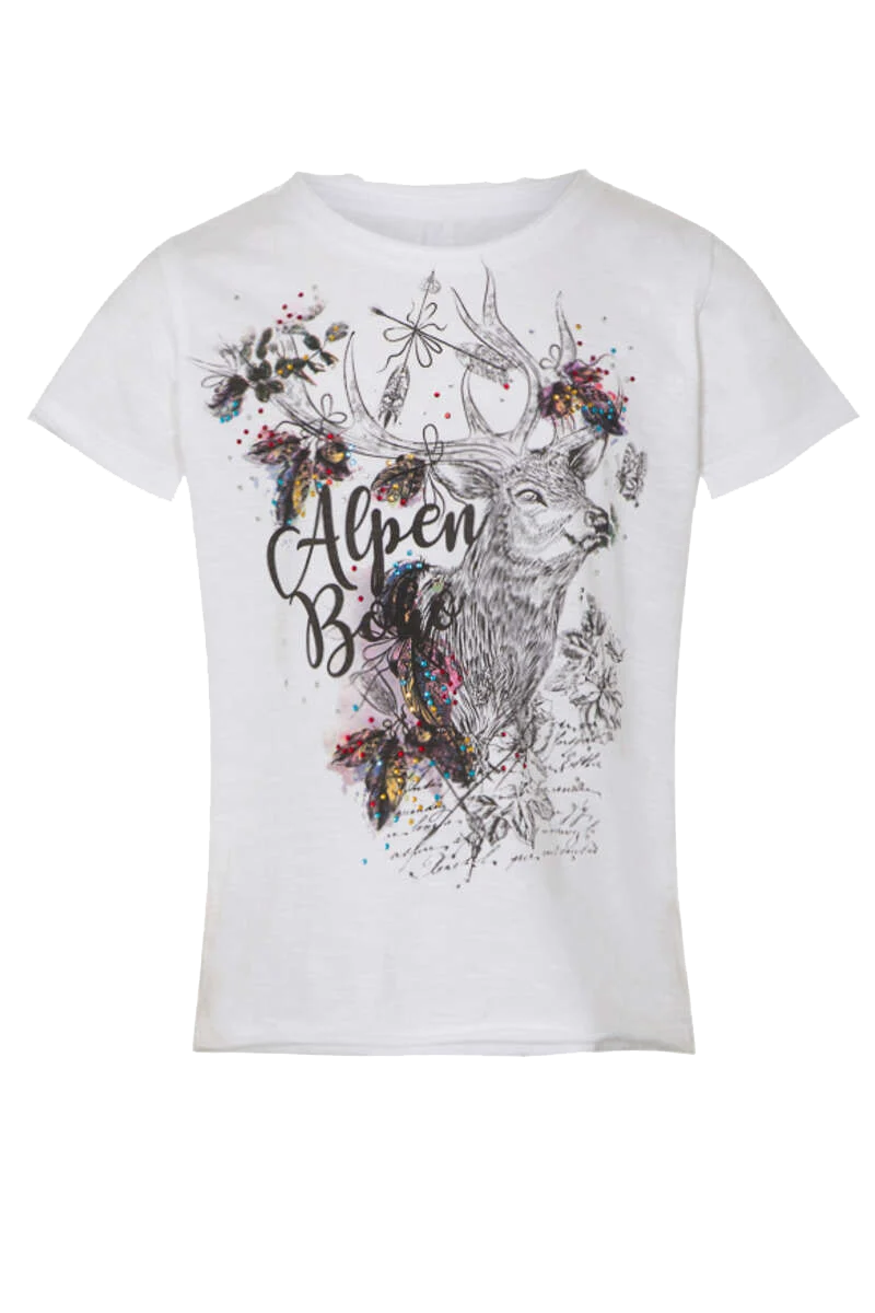 Trachten T-Shirt Kinder Hirsch mit Strass-Steinchen