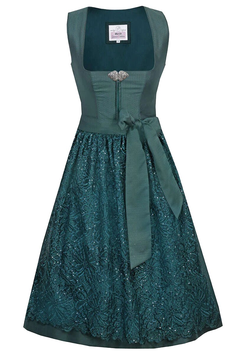 Midi Dirndl mit Spitzenschürze