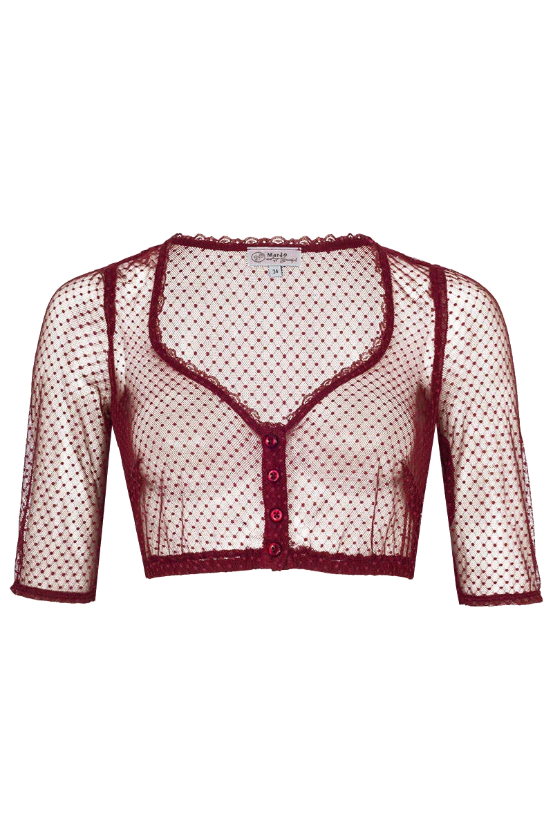 Dirndlbluse mit halblangen Ärmeln - bordeaux