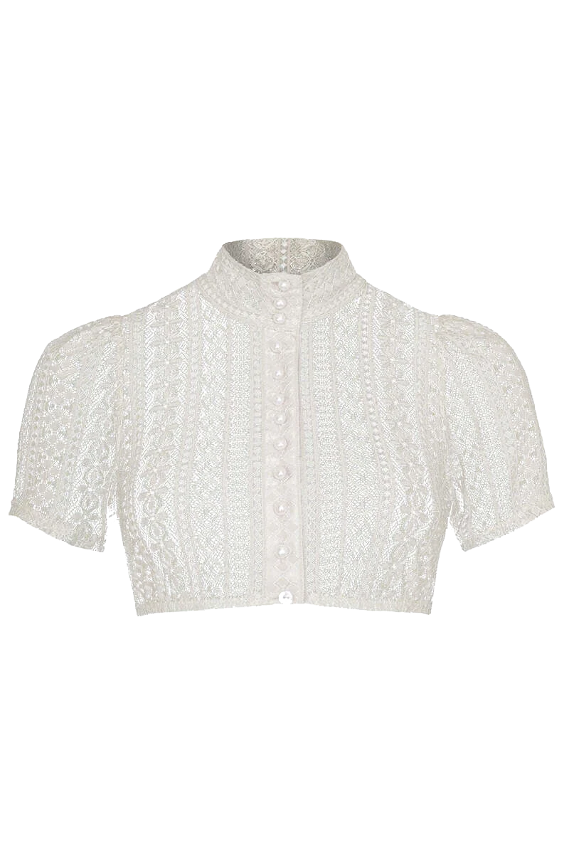 Hochgeschlossene Dirndlbluse mit Spitze