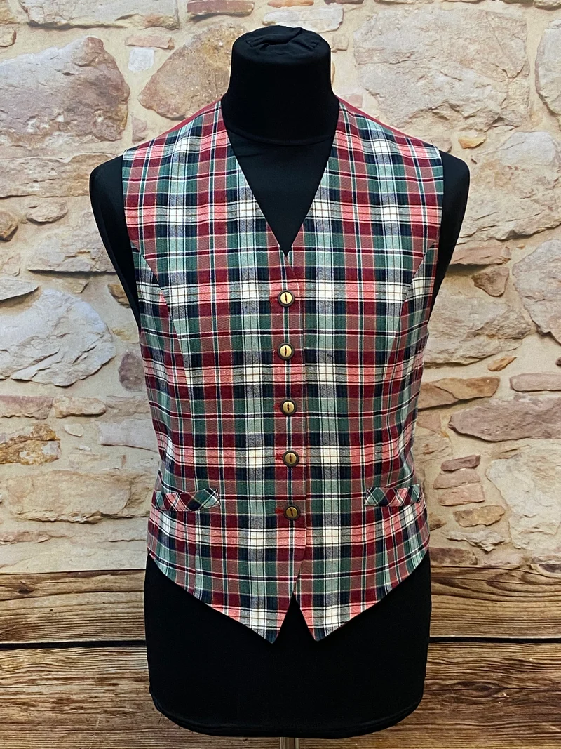 Vintage Damen Weste kariert Gr. 42 Rot Grün Kersten Mode Design