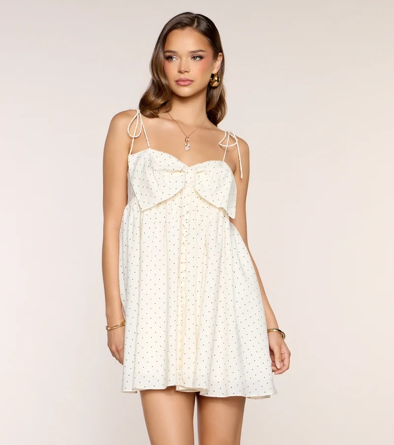 Darling In Dots Bow Mini Dress