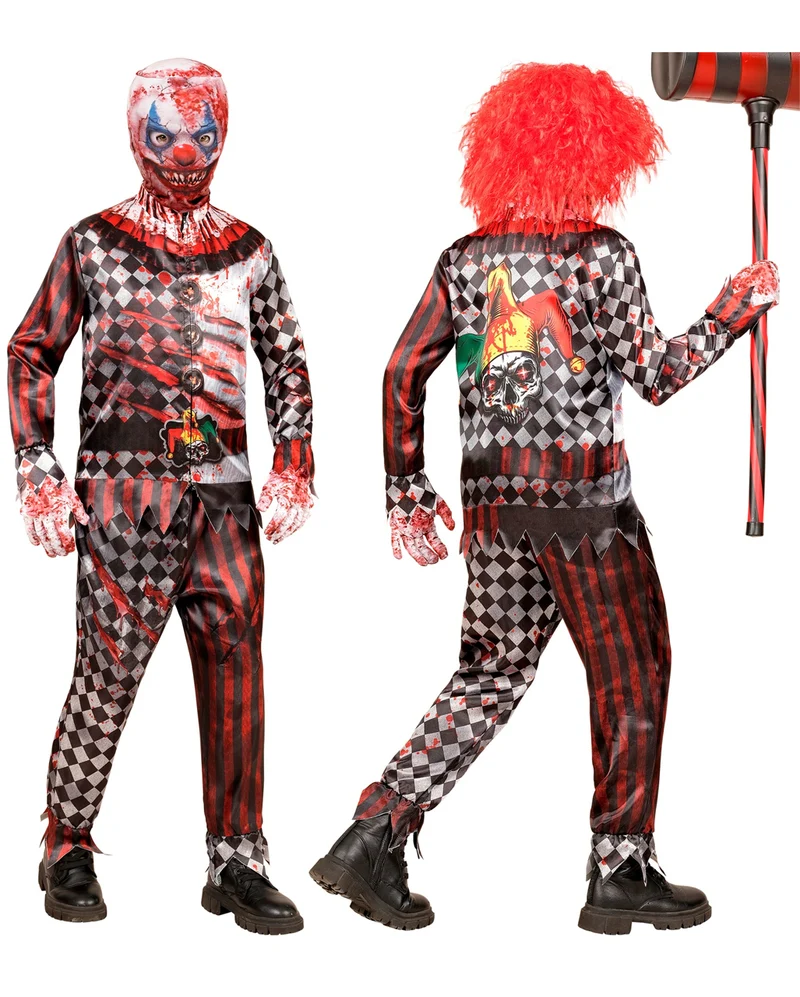 Horror Clown Sofortkostüm für Kinder mit Maske & Handschuhe