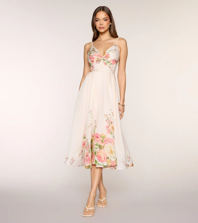 Courtney Floral Lace-Up Formal Dress