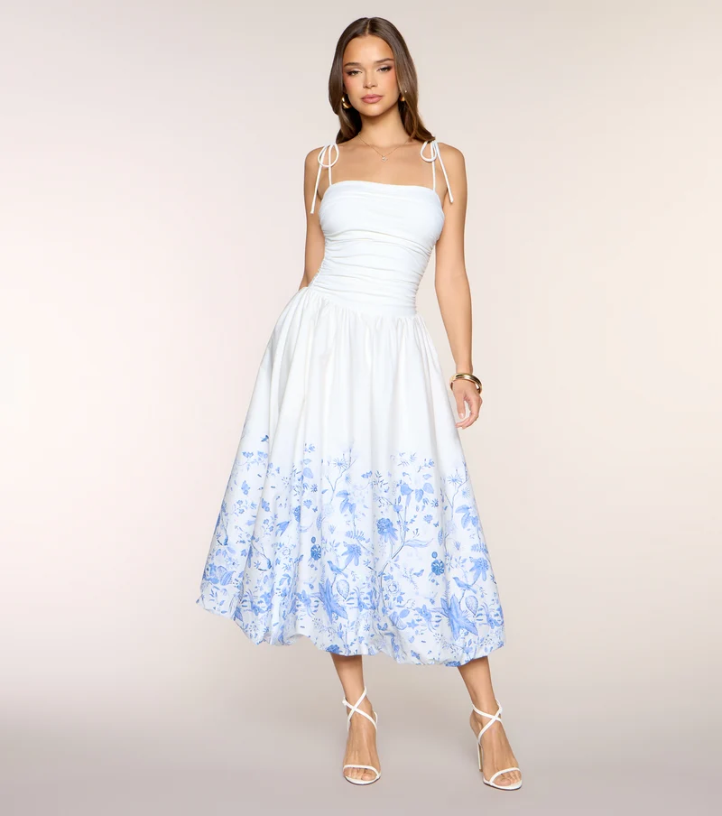 Clarie Floral Poplin A-Line Formal Dress