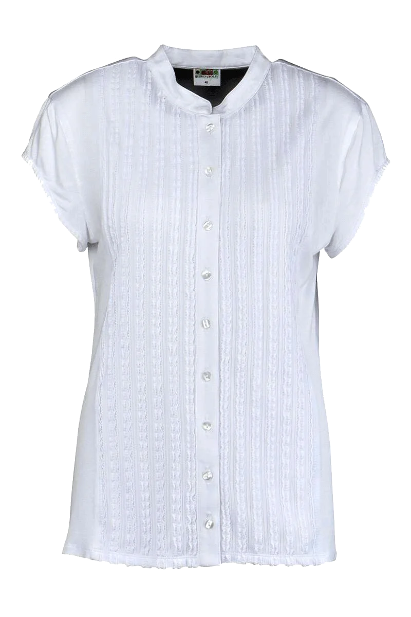 Damen Trachtenshirt kurzarm Stretch mit Rüschchen