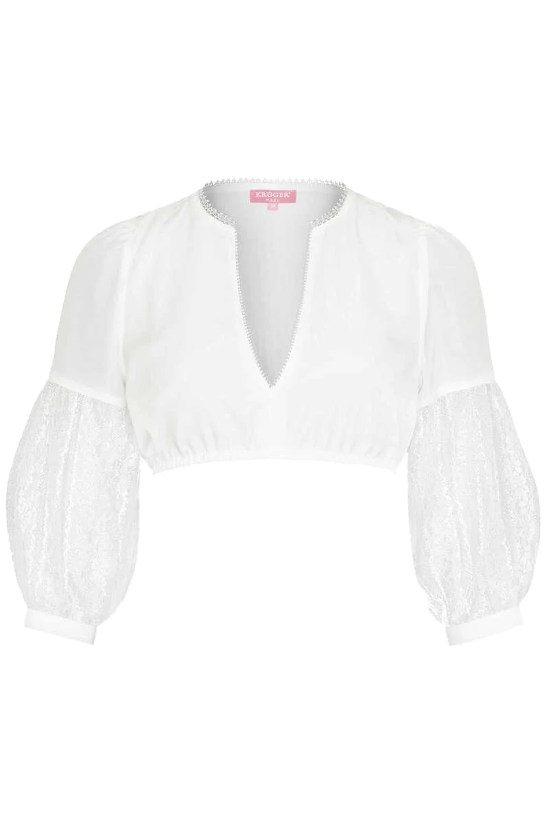 Dirndlbluse mit Spitze und Ballonärmeln