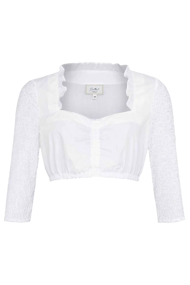 Dirndlbluse mit Spitzenarm Dreiviertel