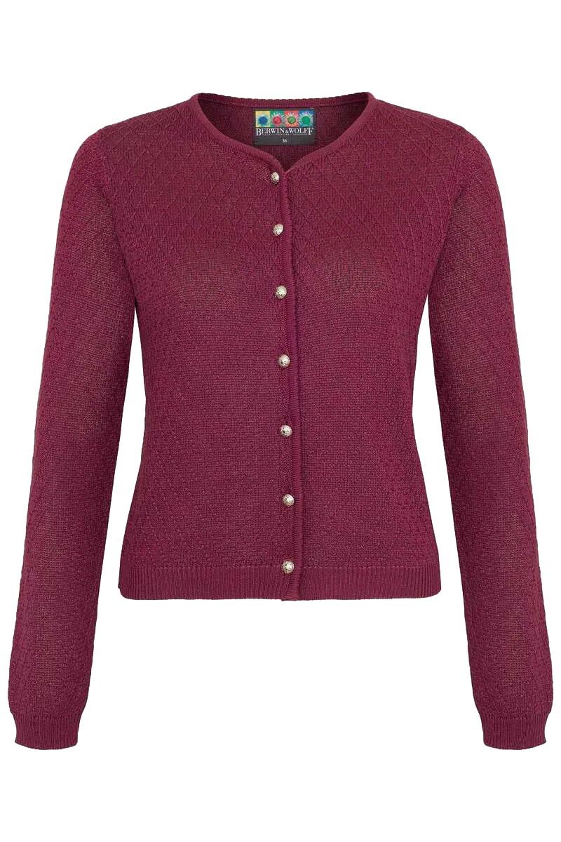 Damen Strickjacke kurz mit Rautenmuster