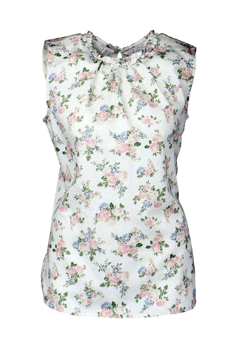 Damen Trachtenbluse ohne Arme Floraler Print