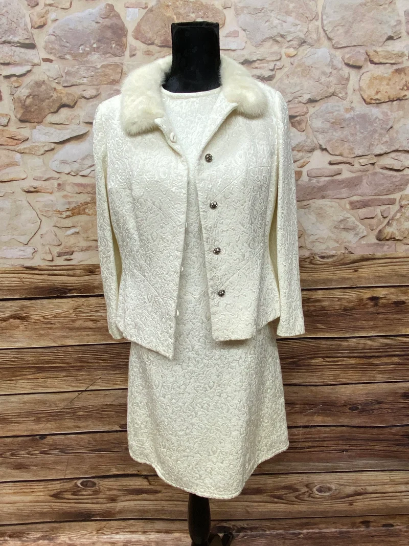 Helles Vintage Damen-Kostüm 60er Jahre , Gr.42