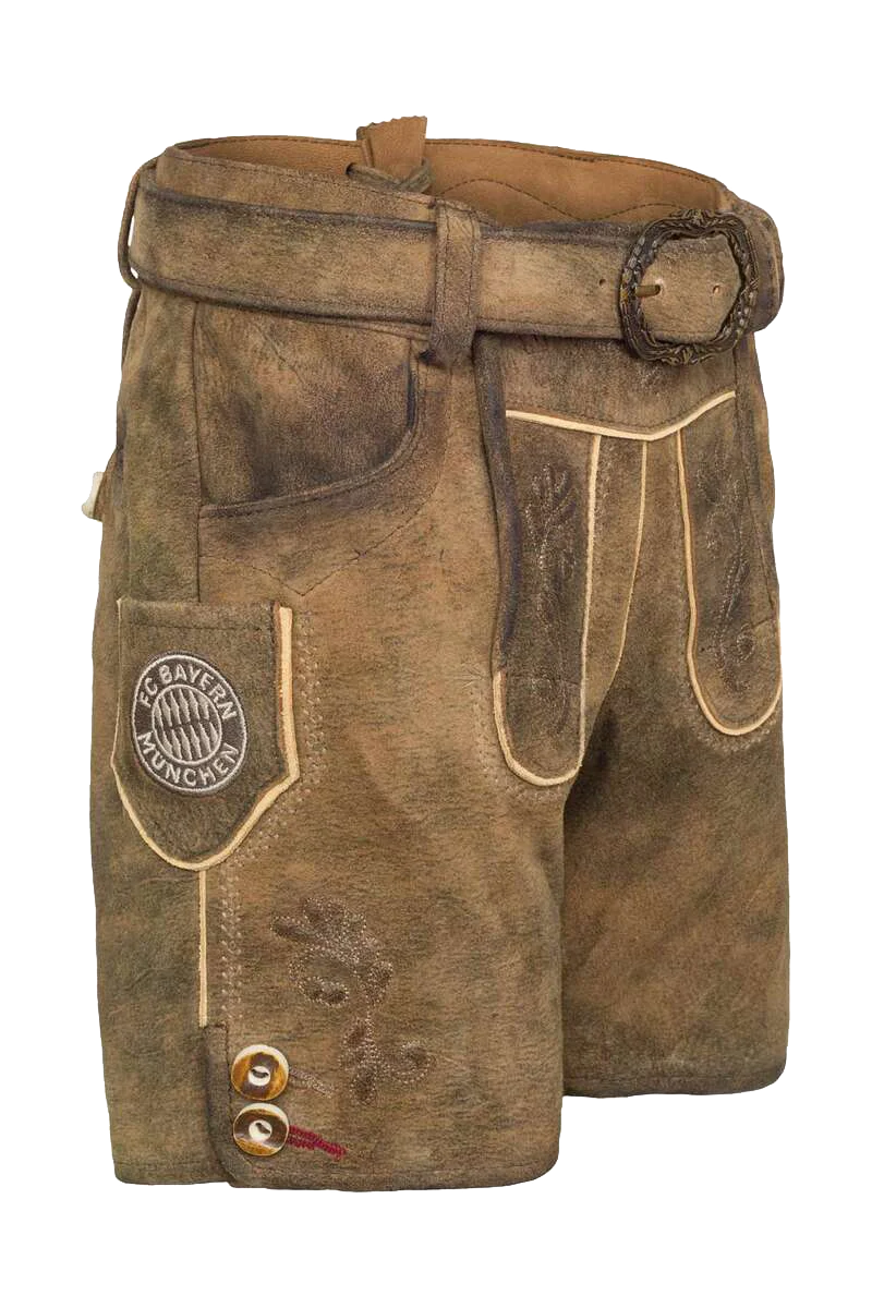 Kinder Trachten FCB-Lederhose kurz mit Gürtel
