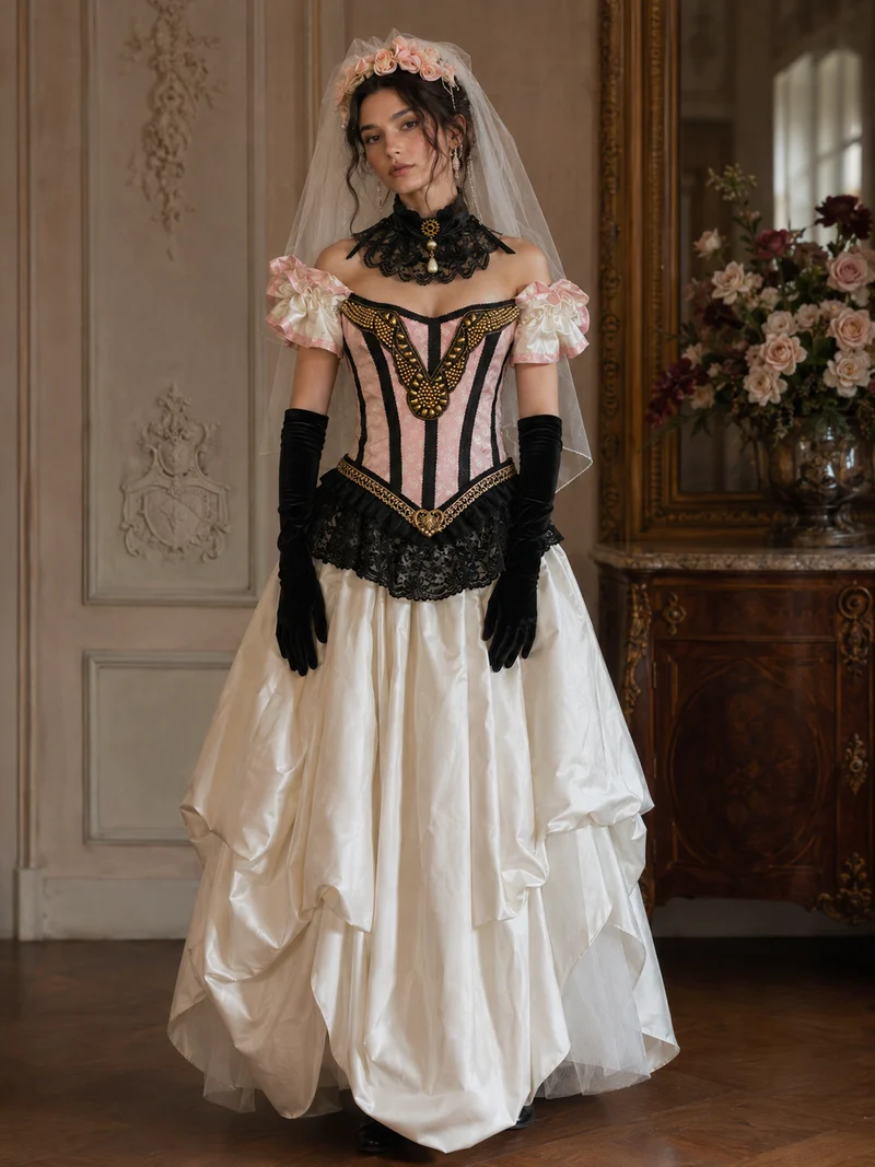 Extravagantes Steampunk Brautkleid Gr. 38 – 4-teiliges Unikat
